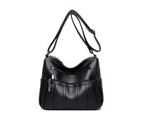 NICOLE & DORIS Borsa Da Donna Borse a Tracolla in Pelle Vintage Borse a Spalla Multi Tasca Impermeabile Borsa Crossbody Borse Messenger Nero