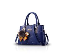 NICOLE&DORIS - Borsa da donna in finta pelle, Blu marino, L, Elegante