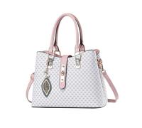 NICOLE & DORIS Borsa da Donna Moda Borsa Tracolla con Stampa Borse a Mano Pochette Borsetta Spalla Pelle PU Borsa Delle Signore per Lavoro Shopping Viaggi Bianco con Rosa