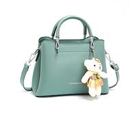 NICOLE & DORIS Borsa da Donna Piccola Borse a Mano e Spalla di Pelle PU Borsa a Tracolla Moda Borse Messenger Ragazza Borsa Pochette Tracolla Con Ciondolo Orso Verde