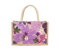 NICOLE & DORIS Borsa della Spesa Grande Borsa Tote Juta Borse a Mano Leggero Borsa Shopper da Lavoro Donna Borsa Mare Borsa per Spesa Pieghevole Borsa Regalo Viola