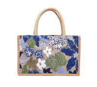 NICOLE & DORIS Borsa della Spesa Grande Borsa Tote Juta Borse a Mano Leggero Borsa Shopper da Lavoro Donna Borsa Mare Borsa per Spesa Pieghevole Borsa Regalo Azzurro