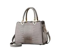 NICOLE & DORIS Borsa Donna a Mano Borsa Tracolla Moda Borse Delle Donne Eleganti Borsa Tote Coccodrillo Borsa a Spalla Impermeabile Borsetta Crossbody Grigio