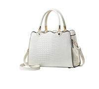 NICOLE & DORIS Borsa Donna a Mano Borsa Tracolla Moda Borse Delle Donne Eleganti Borsa Tote Coccodrillo Borsa a Spalla Impermeabile Borsetta Crossbody Bianco