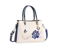 NICOLE & DORIS Borsa Donna a Mano Elegante Borsa con Fiori Ricamata Borsa Tracolla Piccola Borsa a Spalla Multitasche Pelle PU Borsetta Pochette per Viaggio Città Shopping Blu