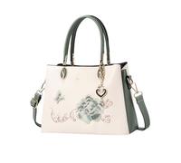 NICOLE & DORIS Borsa Donna a Mano Elegante Borsa con Fiori Ricamata Borsa Tracolla Piccola Borsa a Spalla Multitasche Pelle PU Borsetta Pochette per Viaggio Città Shopping Verde