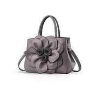 NICOLE & DORIS Borsa donna elegante a mano e a tracolla a fiori in PU pelle, grigio