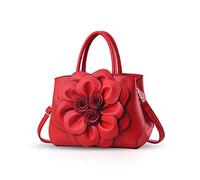 NICOLE & DORIS Borsa donna alla moda a fiori Borsa a mano Borsa a tracolla elegante borsa messenger Borse Tote in PU Pelle Rosso