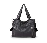 NICOLE & DORIS Borsa donna alla moda Borsa a mano Borsa a tracolla Grandi tasche borsa messenger Borse Tote in morbido PU Pelle Nero