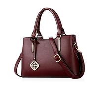 NICOLE & DORIS Borsa Donna Borsa a Mano Elegante Borse a Spalla in PU Pelle Borse a Tracolla Multitasche Borsetta Semplice Borse Tote Lavoro Satchel Cartella vino rosso