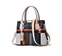 NICOLE & DORIS Borsa Donna Borse a Mano Moda Borsa a Quadri Borsa a Tracolla di Design Borsa Tote Pelle Borse a Spalla Elegante Borsetta con Ciondolo Albicocca