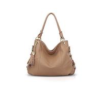 NICOLE & DORIS Borsa Donna Borse a Spalla Grande Borse a Tracolla Elegante Borse Tote Leggera Borsetta Pelle Morbida Moda Borsa Delle Signore Casuale con Nappa Cachi