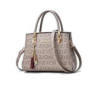 NICOLE & DORIS Borsa Donna Borsetta Moda Borsa a Tracolla con Ciondolo Frangia Media Borsa a Mano Borse Tote da Donna Borse a Spalla con Delicata Stampa Cachi