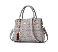 NICOLE & DORIS Borsa Donna Borsetta Moda Borsa a Tracolla con Ciondolo Frangia Media Borsa a Mano Borse Tote da Donna Borse a Spalla con Delicata Stampa Grigio