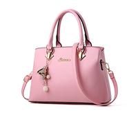NICOLE & DORIS Borsa Donna Elegante a Mano e Spalla - Semplicità Delle Signore in PU Pelle - Casuale Tracolla Tote Pochette con Ciondolo Rosa