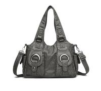 NICOLE & DORIS Borsa Donna Elegante Borsa Tracolla Grande Borsa a Mano Retrò Borsa Tote PU Pelle Morbida Borsa a Spalla Hobo Bag Borsetta per Lavoro, Shopping e Viaggi Grigio