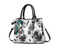 NICOLE & DORIS Borsa Donna Elegante Borse a Mano Fiori Borsetta Spalla Pelle PU Borsa a Tracolla Elegante Borsa Multitasche per Shopping Viaggio Lavoro Nero