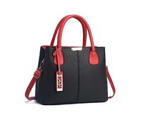 NICOLE & DORIS Borsa Donna Elegante Elegante Borsa Delle Signore Pelle PU Borsa Tracolla Multitasche Borsetta Spalla per Viaggio Casual Città Nero con Rosso