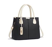 NICOLE & DORIS Borsa Donna Elegante Elegante Borsa Delle Signore Pelle PU Borsa Tracolla Multitasche Borsetta Spalla per Viaggio Casual Città Nero con Bianco