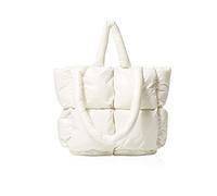 NICOLE & DORIS Borsa Donna Grande Borsa Tote Tracolla Leggera Borse Puffer Borsa a Mano e Spalla Impermeabile Borsetta Morbida per Shopper Lavoro Viaggio Bianco