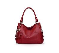 NICOLE & DORIS Borsa Donna Hobo Tote Tracolla Borse a Spalla Grande Elegante Vintage Pelle Morbida Progettista Moda Leggera Casuale Nappa Rosso