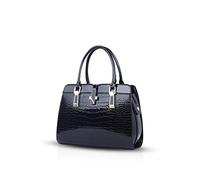 NICOLE & DORIS Borsa Donna Moda Elegant Borsa da Lavoro da Donna Nuova Borse a Mano Borse in PU Pelle Verniciata Borse Tote Nero