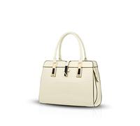 NICOLE & DORIS Borsa Donna Moda Elegant Borsa da Lavoro da Donna Nuova Borse a Mano Borse in PU Pelle Verniciata Borse Tote Creamy-white