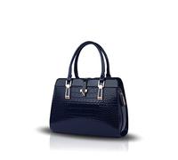 NICOLE & DORIS Borsa Donna Moda Elegant Borsa da Lavoro da Donna Nuova Borse a Mano Borse in PU Pelle Verniciata Borse Tote Blu Navy