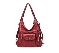 NICOLE & DORIS Borsa Donna Multitasche Borse Tracolla Grande Borsa Tote Zaino Borsa Hobo Borsa a Spalla Vintage PU Pelle Morbida Borsetta da Viaggio per lo Shopping Rosso