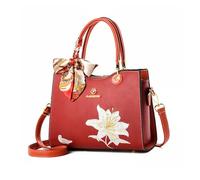 NICOLE & DORIS Borsa Donna Piccola Borse a Mano con Fiori Ricamata Borsa a Spalla Multitasche Borsetta Tracolla Pelle PU Borsa Pochette per Viaggio Città Borgogna