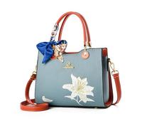 NICOLE & DORIS Borsa Donna Piccola Borse a Mano con Fiori Ricamata Borsa a Spalla Multitasche Borsetta Tracolla Pelle PU Borsa Pochette per Viaggio Città Blu