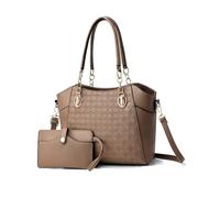 NICOLE & DORIS Borsa Donna Set Borsa a Tracolla con Cerniera Borsa e Portafoglio Borse a Mano Pelle PU Borsetta a Spalla Borse Tote per Lavoro Shopping Viaggi Kaki