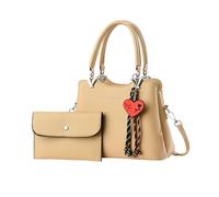 NICOLE & DORIS Borsa Donna Set Borsa e Portafoglio Donna 2 Pezzi Borsa a Mano Piccola Borsa Tracolla Pelle PU Borsetta Spalla per Viaggio Casual Città Cachi