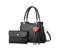 NICOLE & DORIS Borsa Donna Set Borsa e Portafoglio Donna 2 Pezzi Borsa a Mano Piccola Borsa Tracolla Pelle PU Borsetta Spalla per Viaggio Casual Città Nero