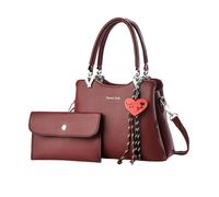 NICOLE & DORIS Borsa Donna Set Borsa e Portafoglio Donna 2 Pezzi Borsa a Mano Piccola Borsa Tracolla Pelle PU Borsetta Spalla per Viaggio Casual Città Bordeaux