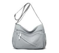 NICOLE & DORIS Borsa Donna Tracolla Grande Borsa Multitasche Borsa a Spalla Leggero Borse Messenger Nylon Crossbody Bag per Viaggio Shopper Sportiva Scuola Grigio Chiaro