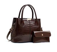 NICOLE & DORIS Borsa Donna Vernice Borsa e Portafoglio Set 2 Pezzi Borse a Mano Coccodrillo Borsetta Tracolla Borsa a Spalla per Lavoro Shopping Viaggi Caffè
