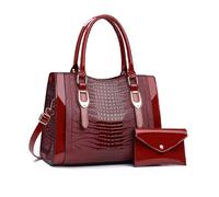 NICOLE & DORIS Borsa e Portafoglio Set Borsa Donna Vernice Borse a Mano Versatile Borsetta Tracolla Borsa a Spalla Borse Tote per Lavoro Shopping Viaggi Rosso
