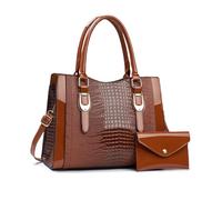 NICOLE & DORIS Borsa e Portafoglio Set Borsa Donna Vernice Borse a Mano Versatile Borsetta Tracolla Borsa a Spalla Borse Tote per Lavoro Shopping Viaggi Marrone