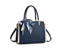 NICOLE & DORIS Borsa Elegante Donna Borsetta Spalla Moda Borsa a Tracolla Medie Borsa Delle Signore PU Pelle Borse a Mano con Sciarpa di Seta Blu