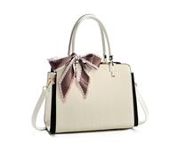 NICOLE & DORIS Borsa Elegante Donna Borsetta Spalla Moda Borsa a Tracolla Medie Borsa Delle Signore PU Pelle Borse a Mano con Sciarpa di Seta Beige