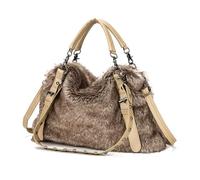 NICOLE & DORIS Borsa Grande Donna Borsa a Tracolla in Peluche Borse Tote Soffice Borse a Spalla Borsa Finta Pelliccia Borsetta Invernali Borsa Shopper Marrone