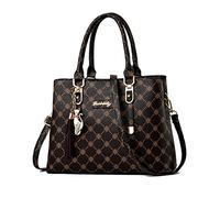 NICOLE & DORIS Borsa Mano Donna Borsa a Tracolla Borsa Donna Elegante Borse Tote Media Borse a Spalla in PU Pelle Borsetta da Giorno con Ciondolo Caffè