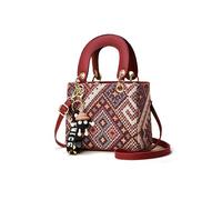 NICOLE & DORIS Borsa Piccola Donna Borsa a Tracolla con Stampa Borse Crossbody Ragazza Mini Messenger Bag Borsa a Spalla PU Pelle Borsa per Telefono Bordeaux