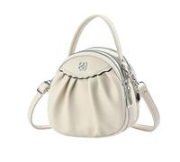 NICOLE & DORIS Borsa Piccola Donna Borsa a Tracolla Multitasche Borsa a Spalla Leggero Borse a Mano Rotonda di Pelle PU Crossbody Bag per Viaggio Casual Città Beige