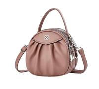 NICOLE & DORIS Borsa Piccola Donna Borsa a Tracolla Multitasche Borsa a Spalla Leggero Borse a Mano Rotonda di Pelle PU Crossbody Bag per Viaggio Casual Città Rosa