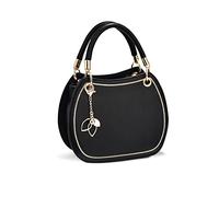 NICOLE & DORIS Borsa Rotonda Donna a Tracolla Piccola e a Mano - Spalla di Pelle PU Satchel Crossbody Carino Messenger Ragazza Borsetta Pochette Con Ciondolo Nero