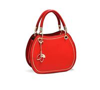 NICOLE & DORIS Borsa Rotonda Donna Borsa a Tracolla Piccola Borsa a Mano Spalla di Pelle PU Borsa Satchel Borsa Crossbody Carino Borse Messenger Ragazza Borsetta Pochette Con Ciondolo Rosso
