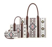 NICOLE & DORIS Borsa Tote Donna Borse e Pochette Borsa Tracolla in Tela Borsetta con Stampa Borse a Mano e a Spalla Borse Grande per Lavoro Shopping Viaggi Beige 3 Pezzi