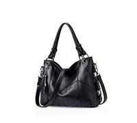 NICOLE & DORIS Borsa Tote Elegante Grande Tracolla Shopper Firmate Semplice in PU Pelle Morbida Leggera e Impermeabile Nero
